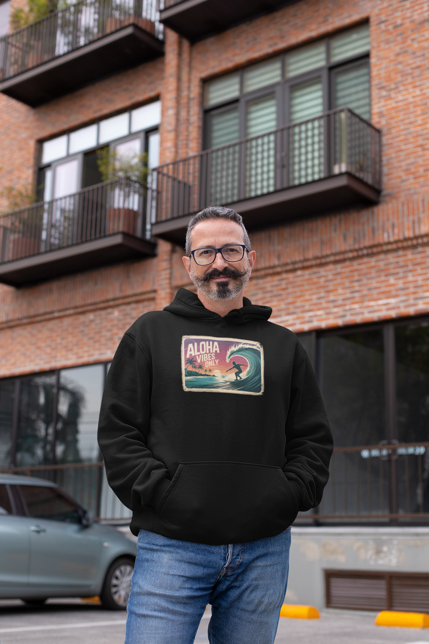 Aloha Vibes Only Hoodie, Retro Surf Sweatshirt for Beach Lovers, Surfers & Outdoor Life