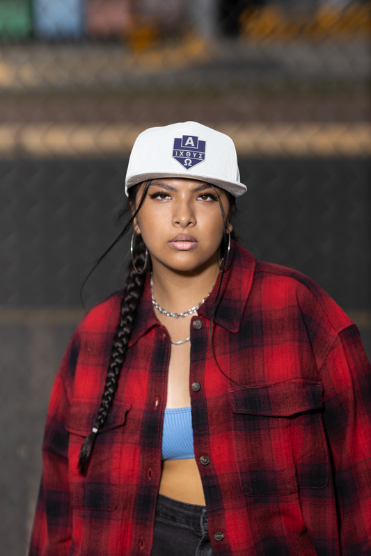Alpha Omega ICTHYS Greek Shield Flat Embroidered Snapback