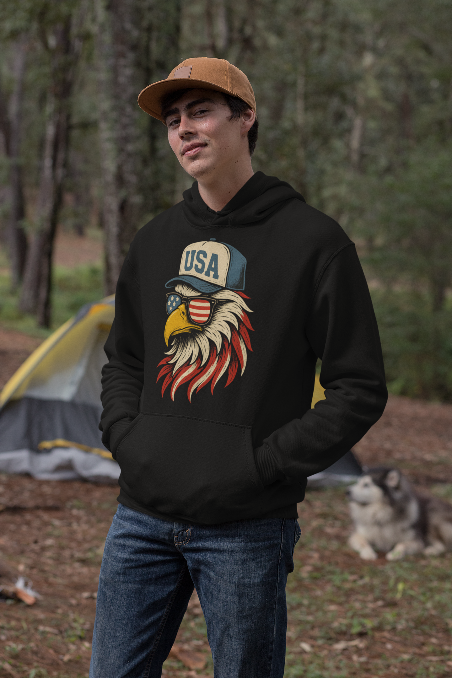 Patriotic Bald Eagle USA Hoodie Funny American Flag Design for 4th of July