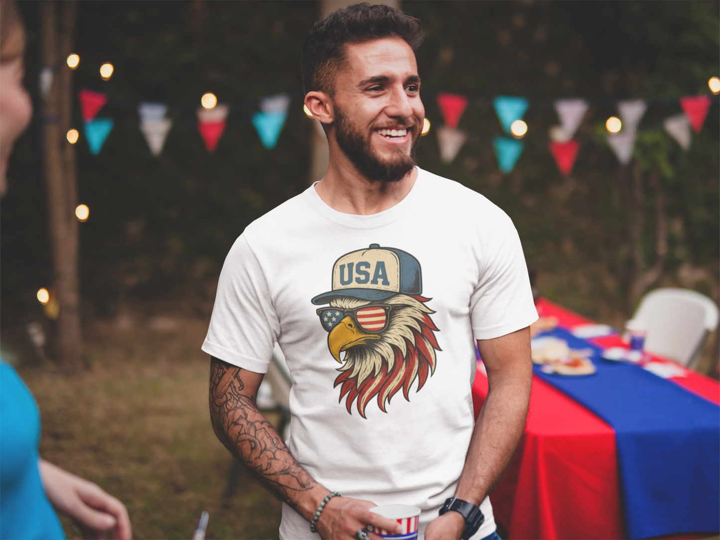 Patriotic Bald Eagle USA T-Shirt Funny American Flag Sunglasses Tee for 4th of July