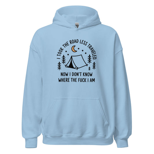 Camping Hoodie Road Less Traveled Hoodie Outdoor Hiking Sweatshirt - Inken Image