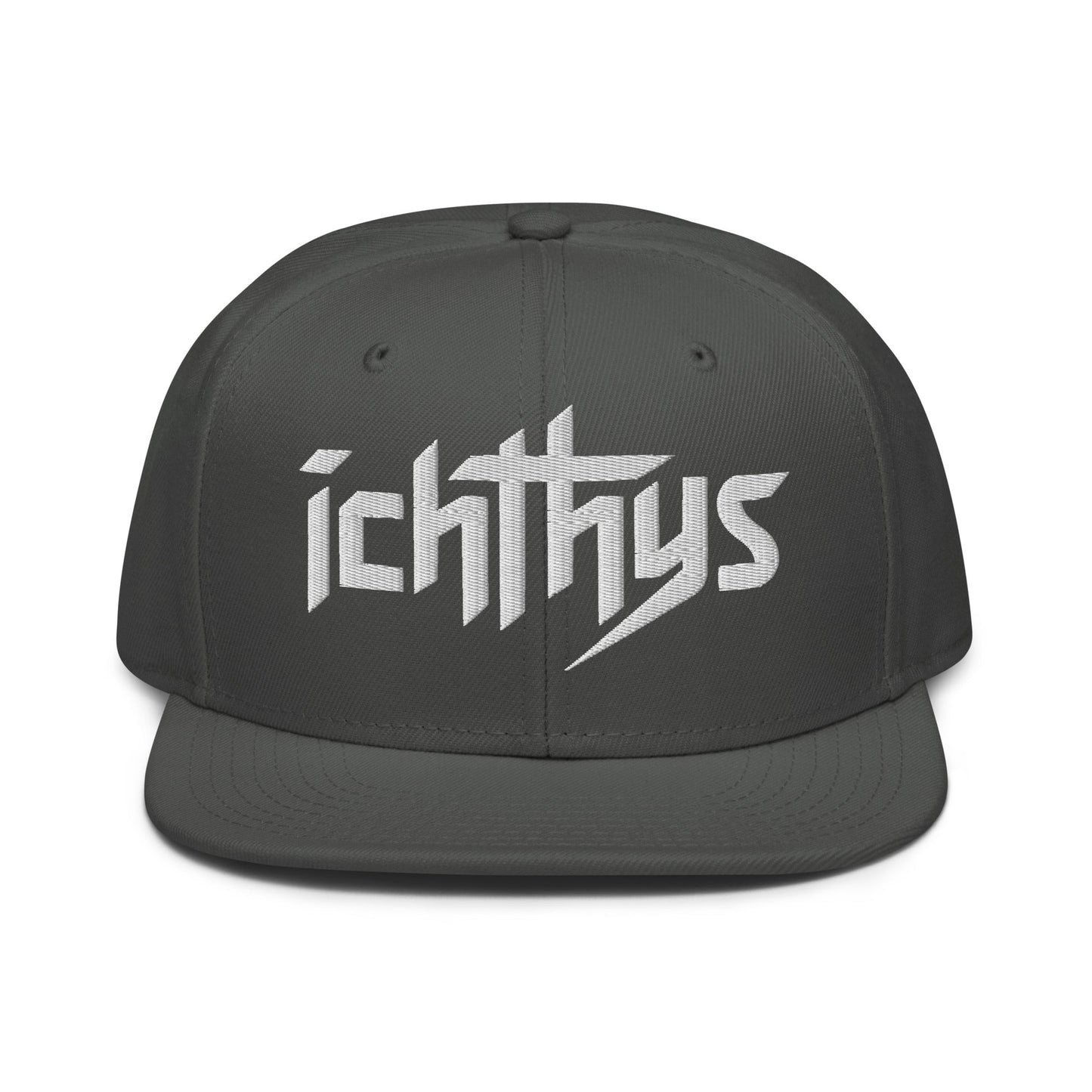Christian Ichthys Snapback Hat 3D Puff Embroidered Flat Brim Hat - Inken Image