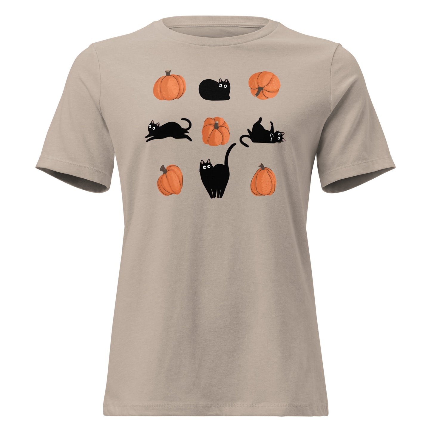 Cute Black Cat Pumpkin Shirt Spooky Kitty Graphic Tee - Inken Image
