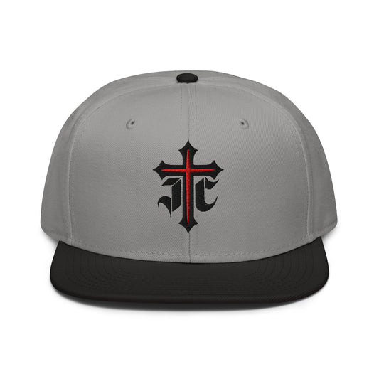 JC Gothic Cross, Flat Embroidered Christian Snapback - Inken Image