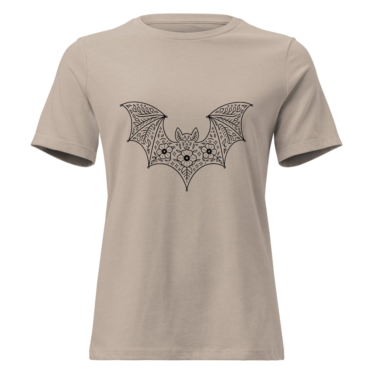 Moonflower Flying Bat Lace Silhouette T-Shirt - Inken Image