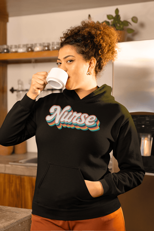 Retro Nurse Hoodie Fun Groovy Medical Student Sweatshirt - Inken Image
