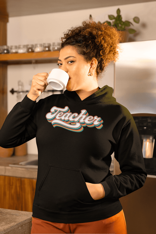 Retro Teacher Sweatshirt Groovy Teaching Hoodie Fun Educator Gift - Inken Image