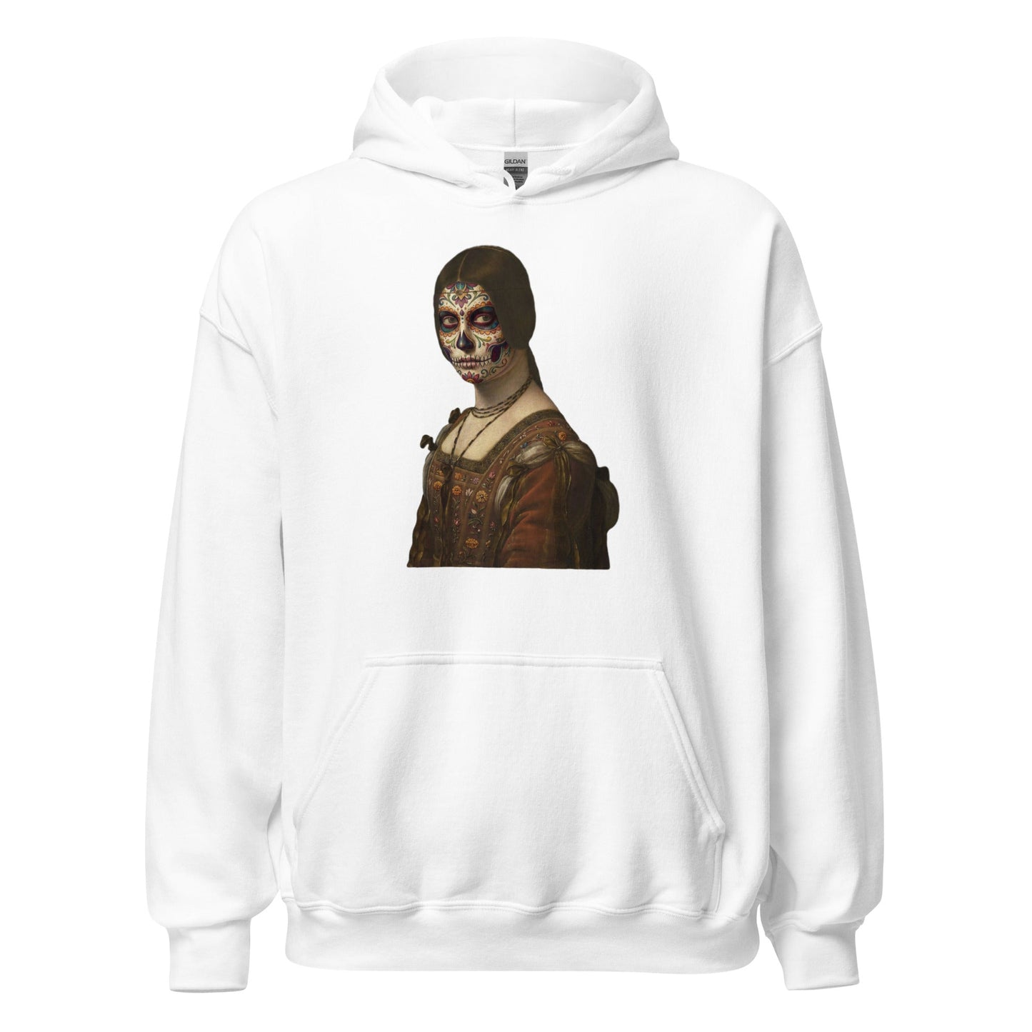 Sugar Skull La Belle Ferroniere Hoodie Dia De Los Muertos Renaissance Parody Sweatshirt - Inken Image