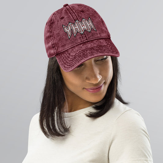 YHWH Sacred Name Embroidered Snapback Vintage Cotton Twill Cap - Inken Image