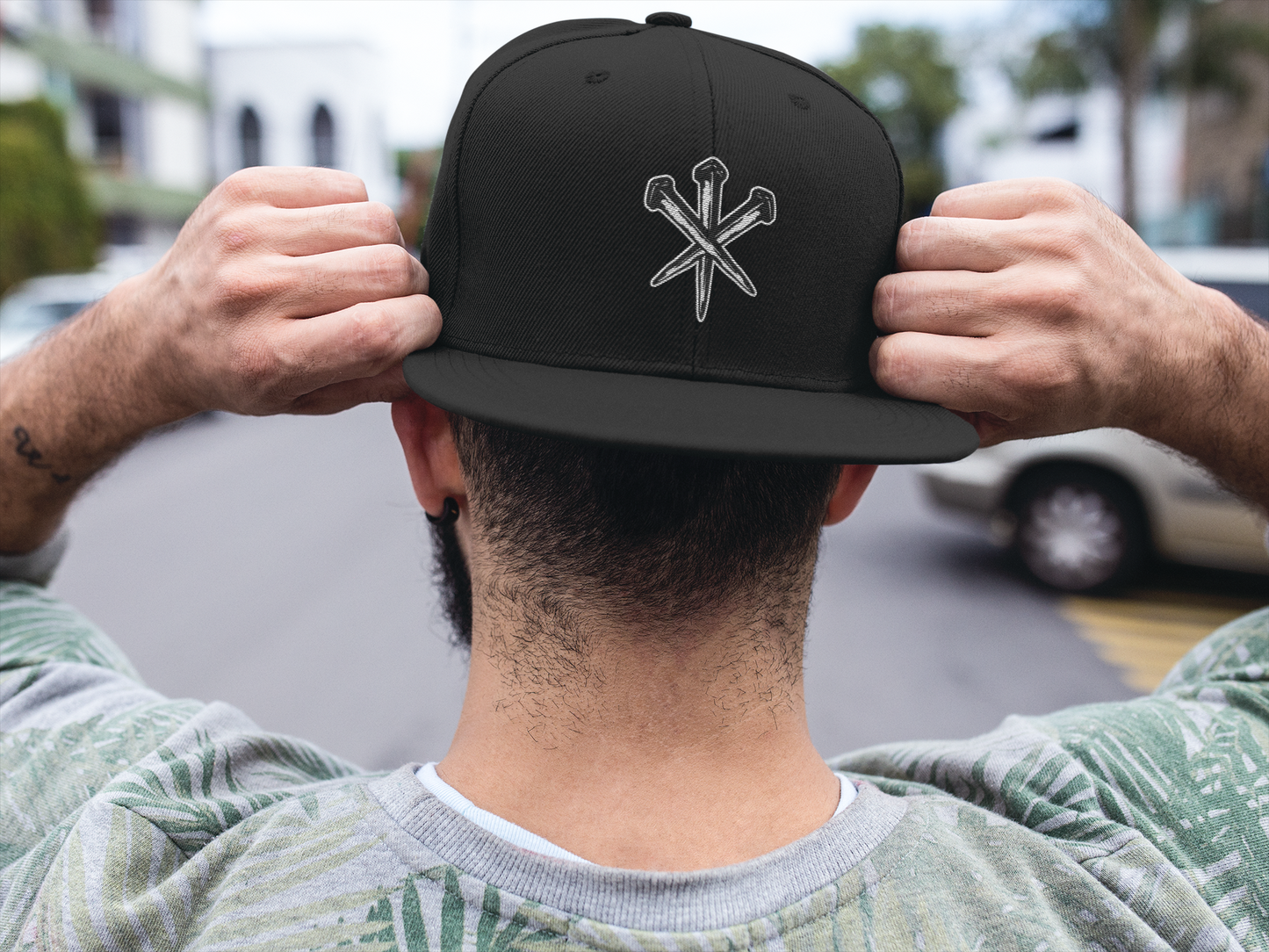 Nails of Crucifixion Flat Stitch Snapback
