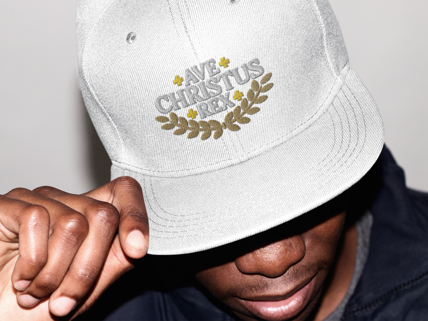 Ave Christus Rex "Hail Christ the King" Gold Wreath Flat Embroidered Snapback