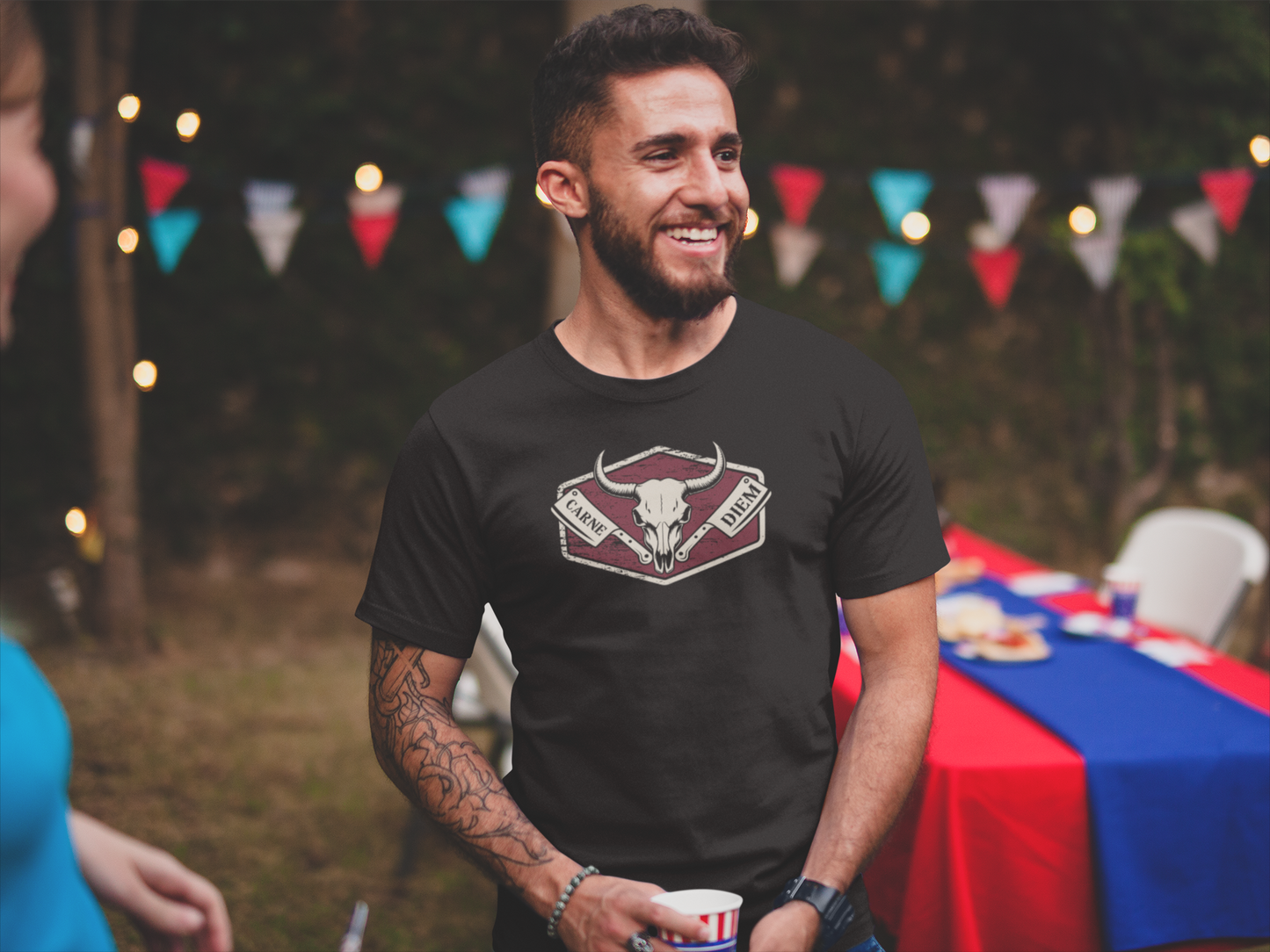 Carne Diem Bull Skull Meat Eater Emblem T-Shirt