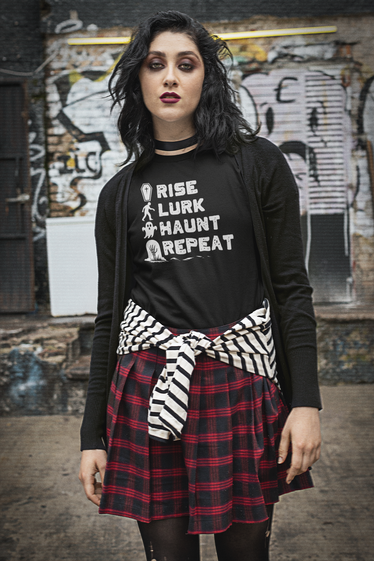 Rise Lurk Haunt Repeat Halloween Checklist T-Shirt