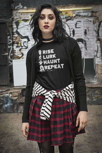 Rise Lurk Haunt Repeat Halloween Checklist T-Shirt