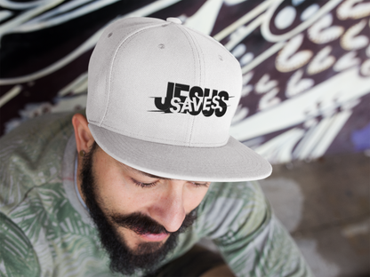 Jesus Saves Glitched Typography Flat Embroidered Snapback
