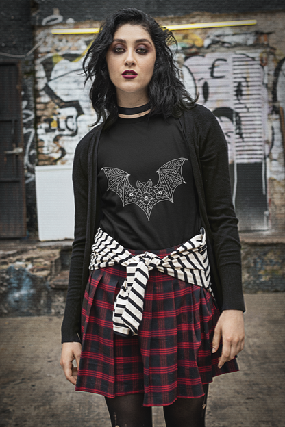 Moonflower Flying Bat Lace Silhouette T-Shirt