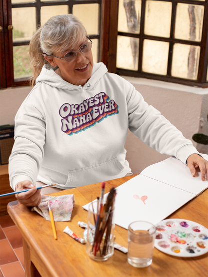 Okayest Nana Ever Hoodie Funny Retro Rainbow Design Gift for Grandmas