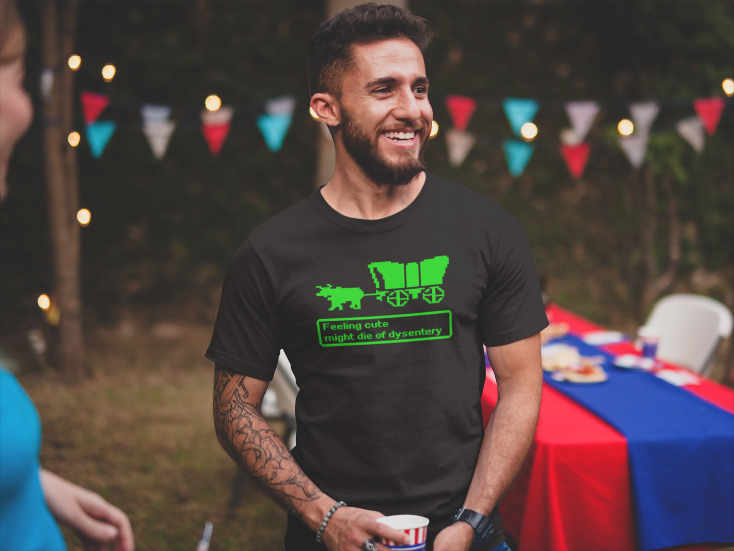 Feeling Cute Might Die of Dysentery Retro Oregon Trail Gamer T-Shirt