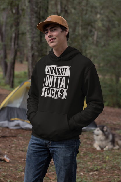 Straight Outta Fucks Funny Graphic Hoodie for Adults Comfortable Everyday Streetwear