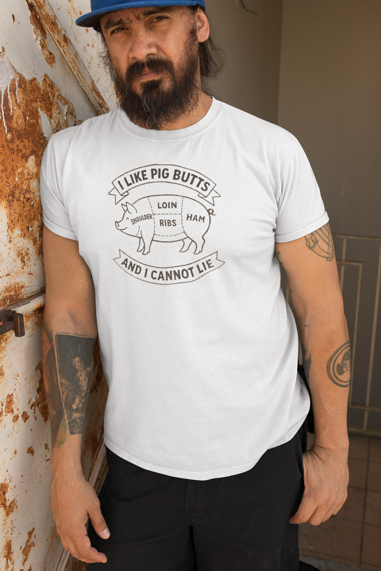 I Like Pig Butts And I Cannot Lie BBQ Butcher's Chart T-Shirt