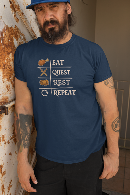 Eat Quest Rest Repeat Gamer Checklist T-Shirt