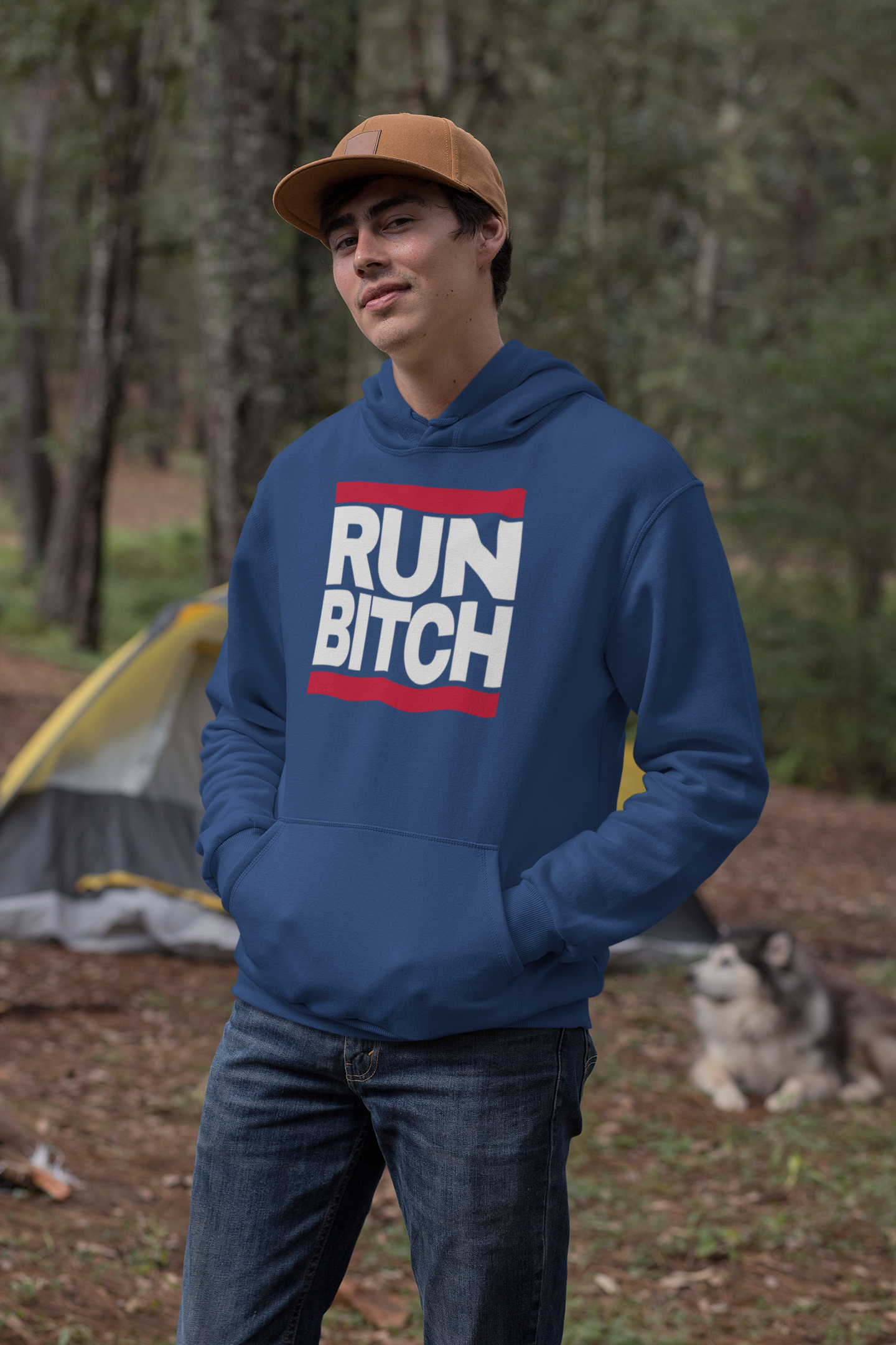 RUN BITCH Hoodie Funny Parody Streetwear Sweatshirt for Hip Hop Fans and Rap Lovers