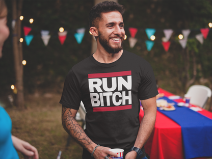 RUN BITCH T-Shirt Funny Parody Streetwear Tee for Hip Hop Fans and Old School Rap Lovers