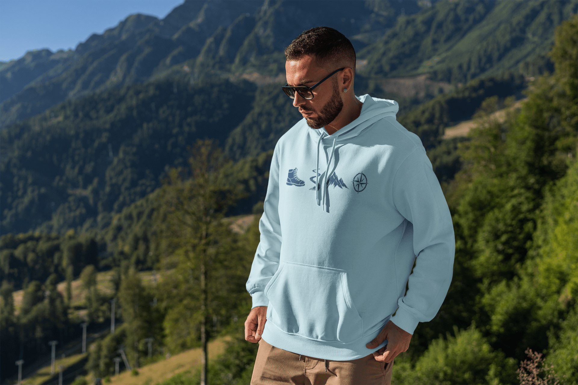 A Day Well Spent Hiking, Outdoorsman's Graphic Hoodie - Inken Image