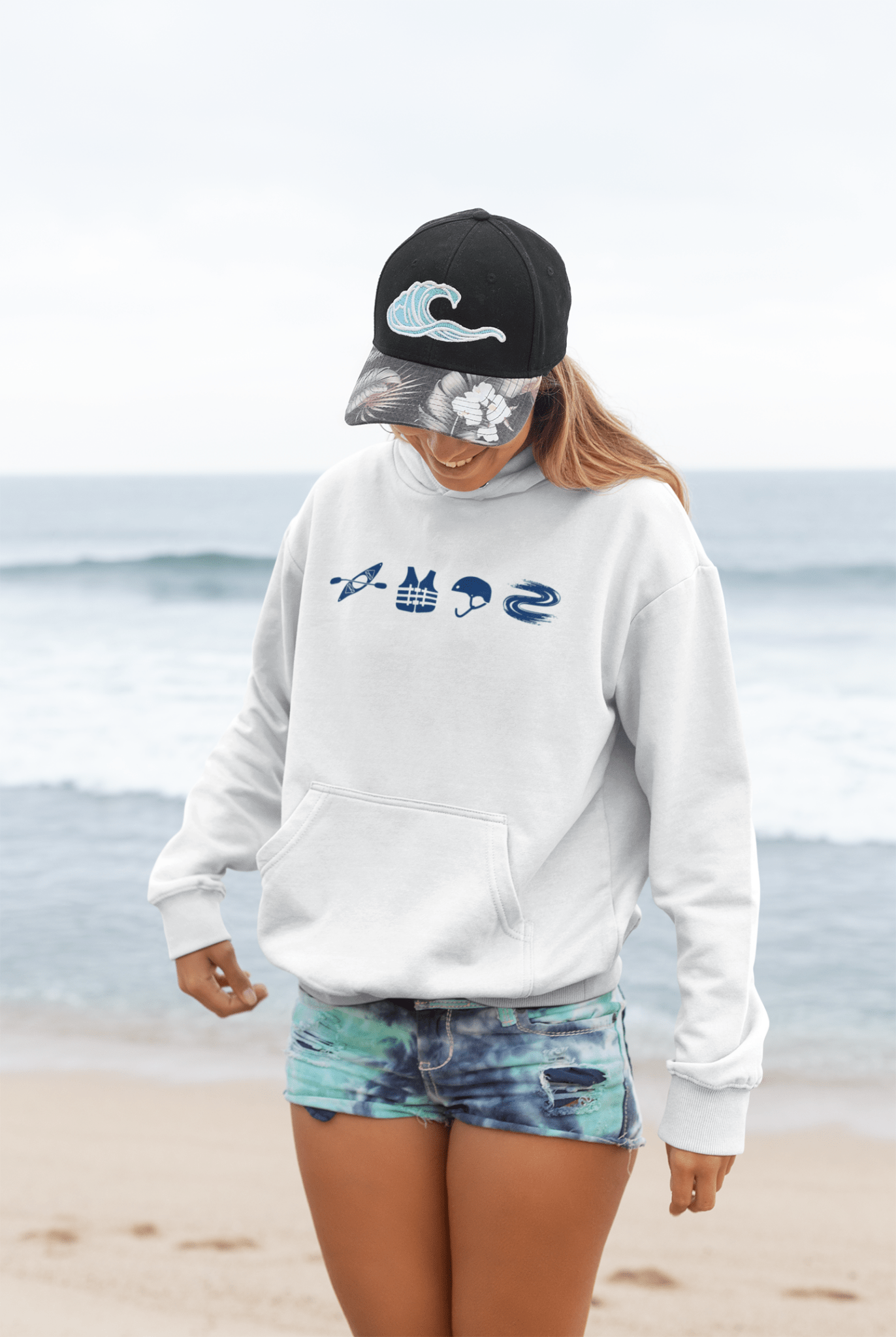 A Day Well Spent Kayaking, Whitewater Graphic Hoodie - Inken Image