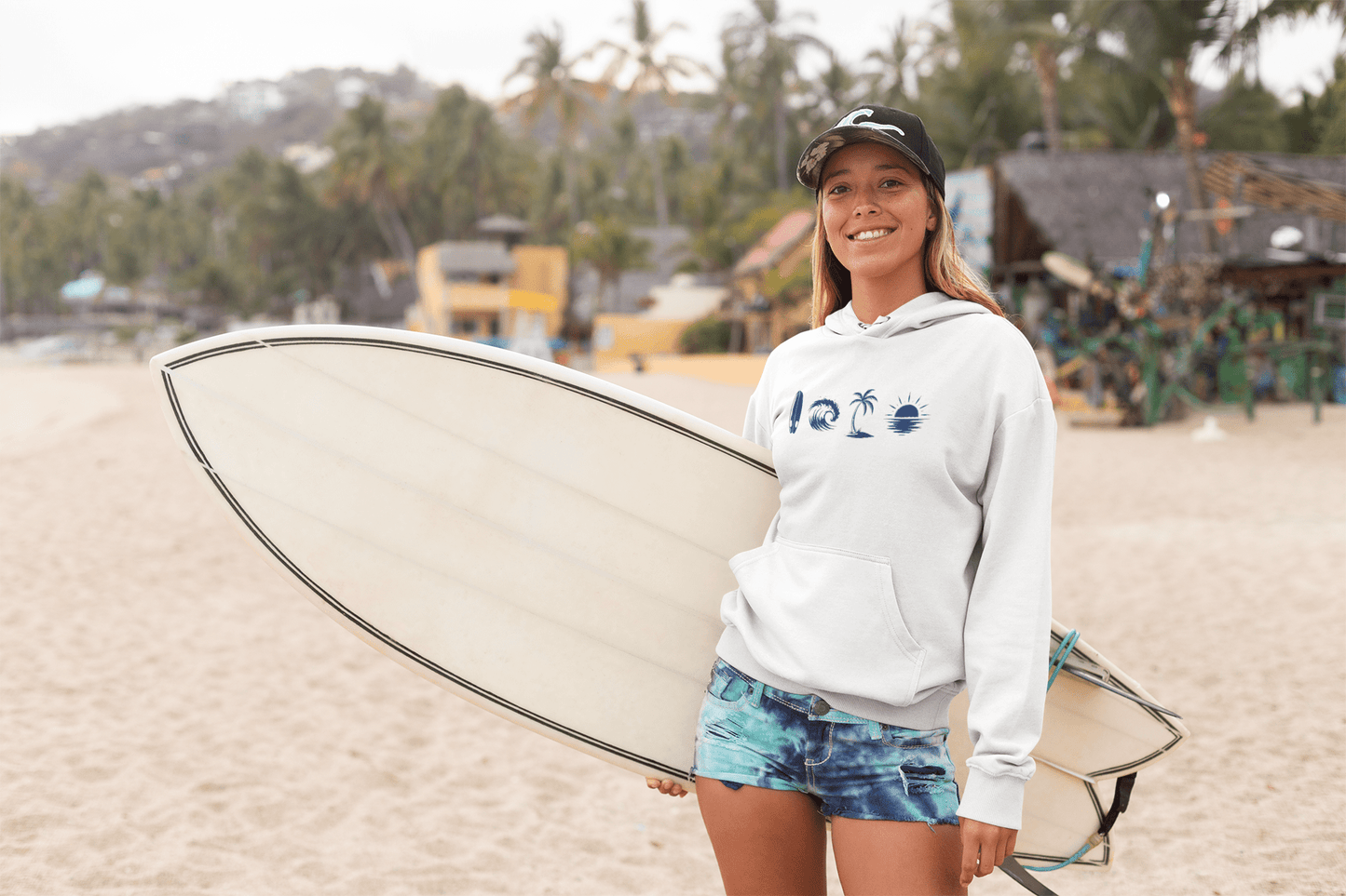 A Day Well Spent Surfing, Beach Graphic Hoodie - Inken Image