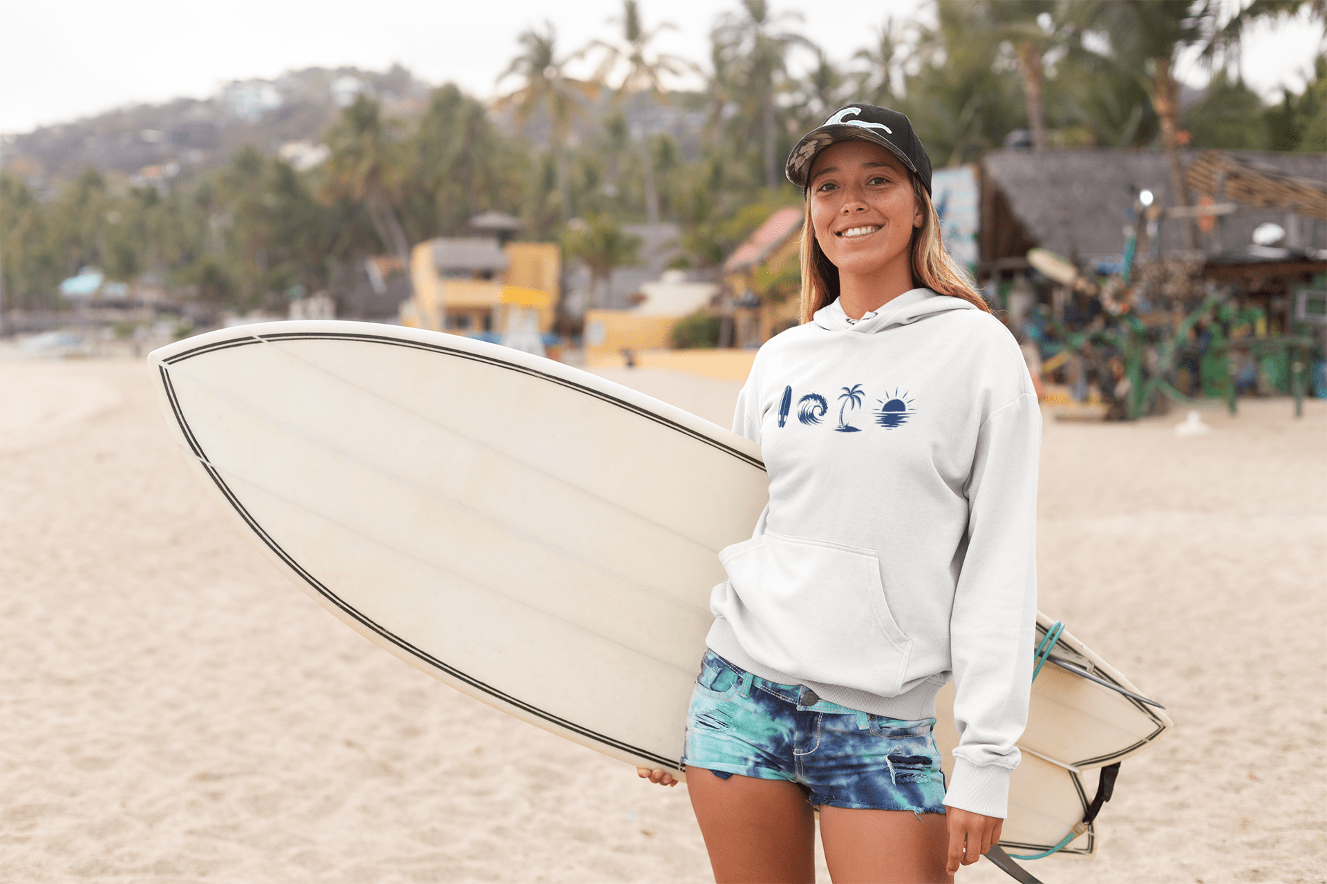 A Day Well Spent Surfing, Beach Graphic Hoodie - Inken Image