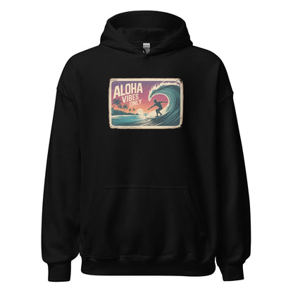 Aloha Vibes Only Vintage Surf Graphic Hoodie - Inken Image