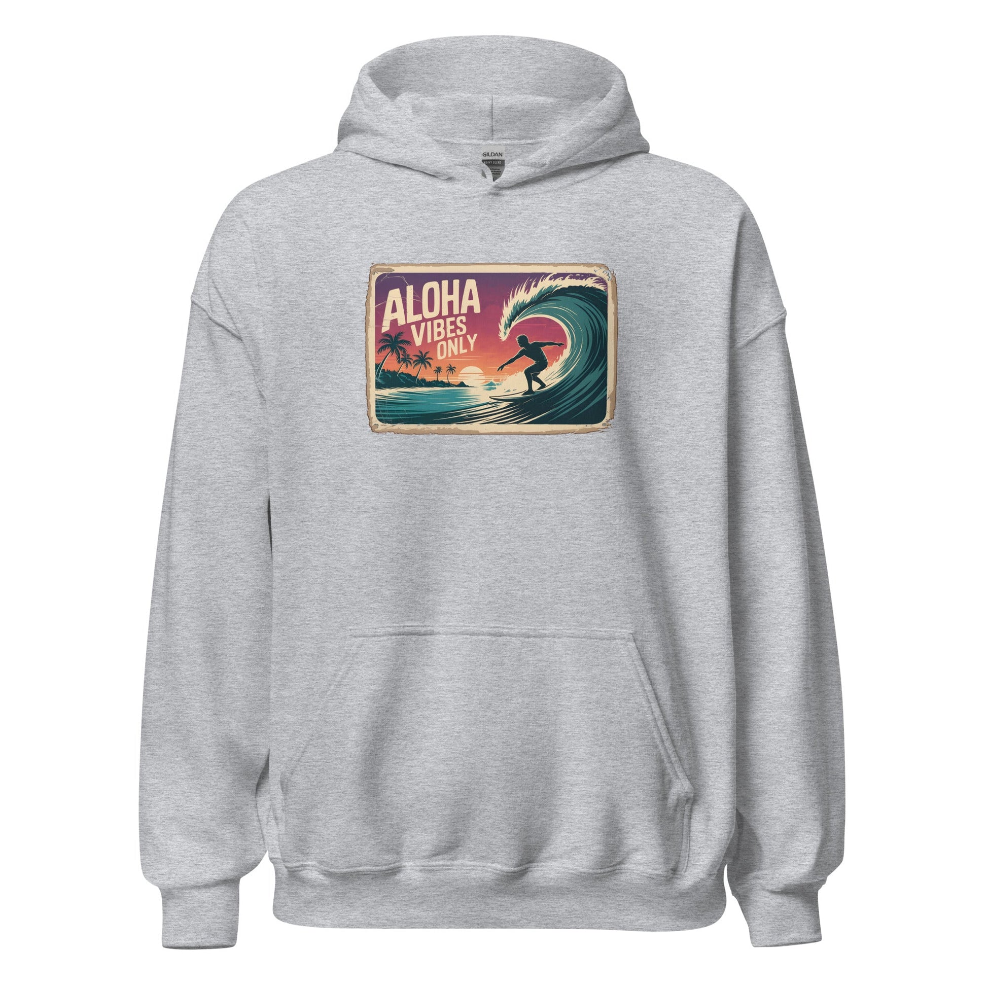 Aloha Vibes Only Vintage Surf Graphic Hoodie - Inken Image