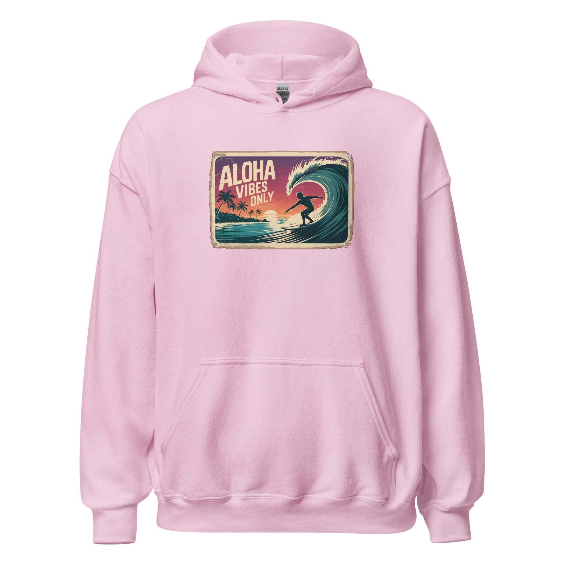 Aloha Vibes Only Vintage Surf Graphic Hoodie - Inken Image
