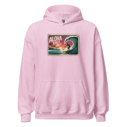 Aloha Vibes Only Vintage Surf Graphic Hoodie - Inken Image