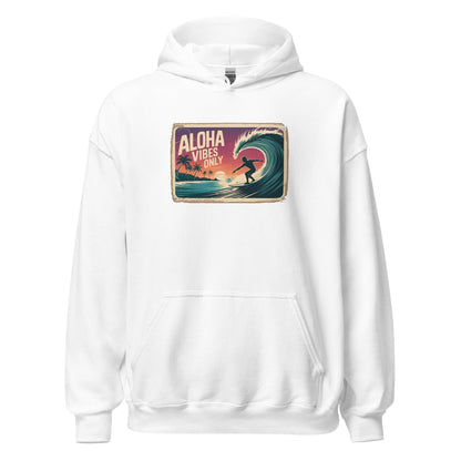 Aloha Vibes Only Vintage Surf Graphic Hoodie - Inken Image
