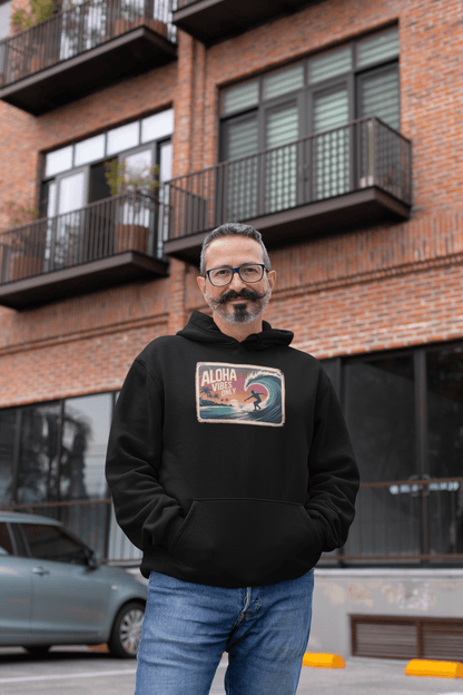 Aloha Vibes Only Vintage Surf Graphic Hoodie - Inken Image