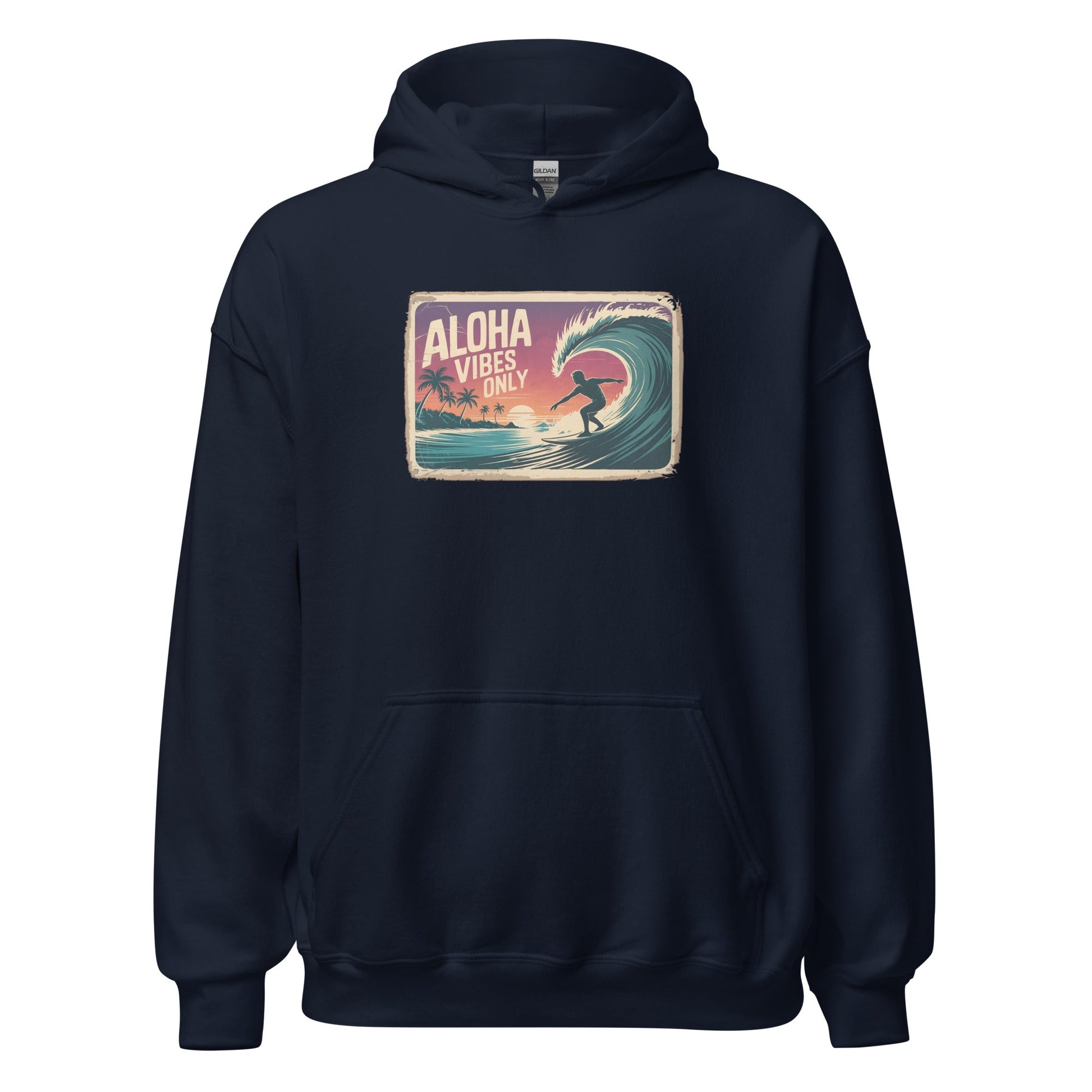 Aloha Vibes Only Vintage Surf Graphic Hoodie - Inken Image