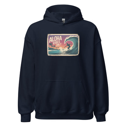 Aloha Vibes Only Vintage Surf Graphic Hoodie - Inken Image