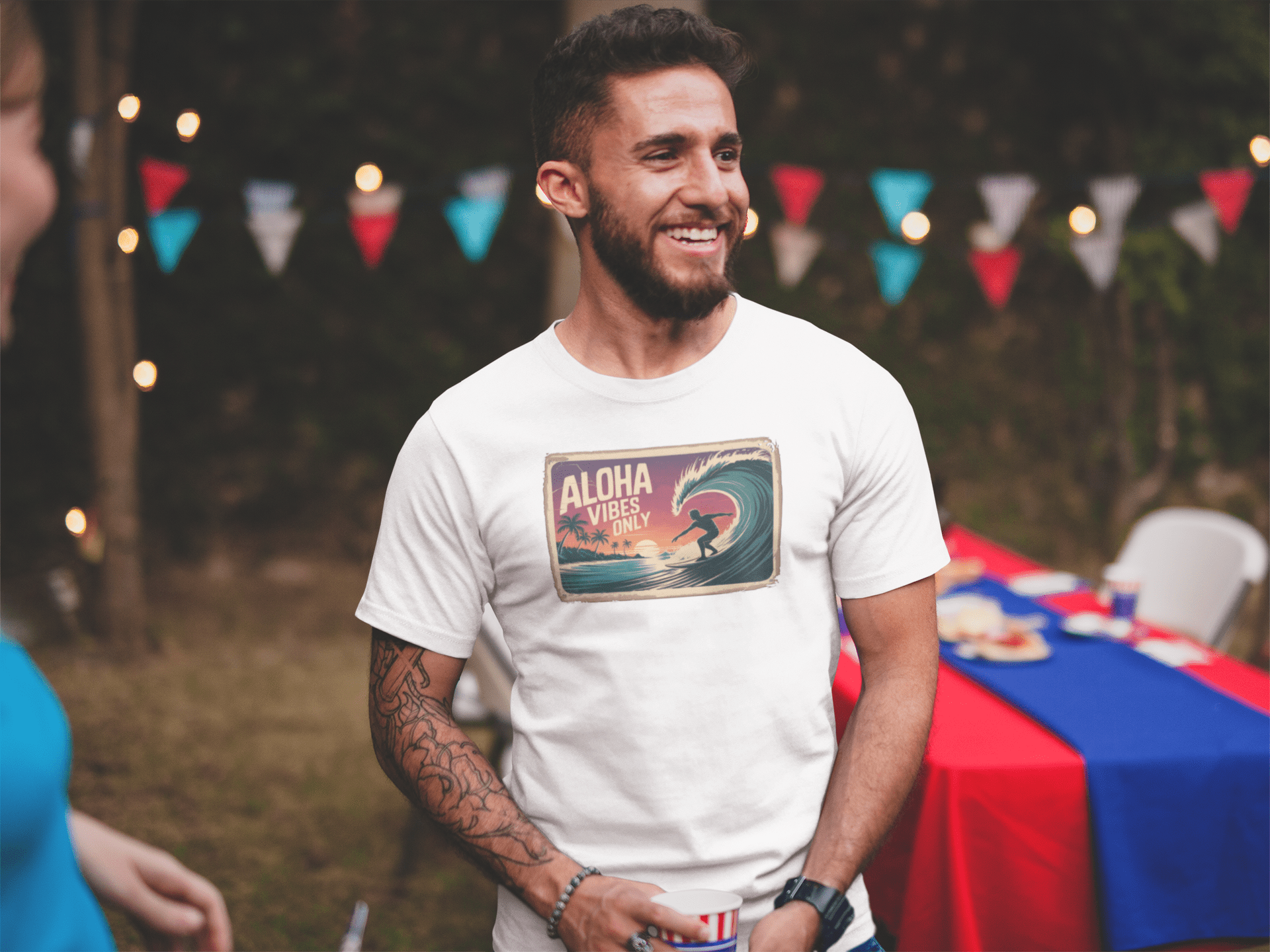 Aloha Vibes Only Vintage Surf Graphic T-Shirt - Inken Image