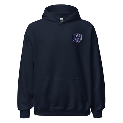 Alpha Omega ICTHYS Greek Shield Embroidered Hoodie - Inken Image