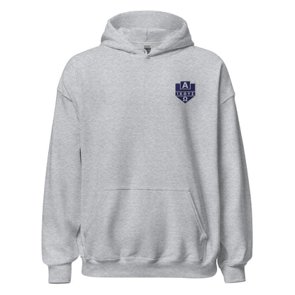 Alpha Omega ICTHYS Greek Shield Embroidered Hoodie - Inken Image