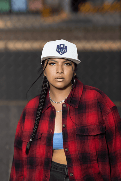 Alpha Omega ICTHYS Greek Shield Flat Embroidered Snapback - Inken Image