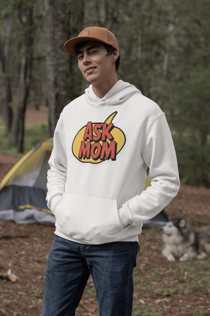 ASK MOM Retro Comic Book Speech Bubble Hoodie - Inken Image