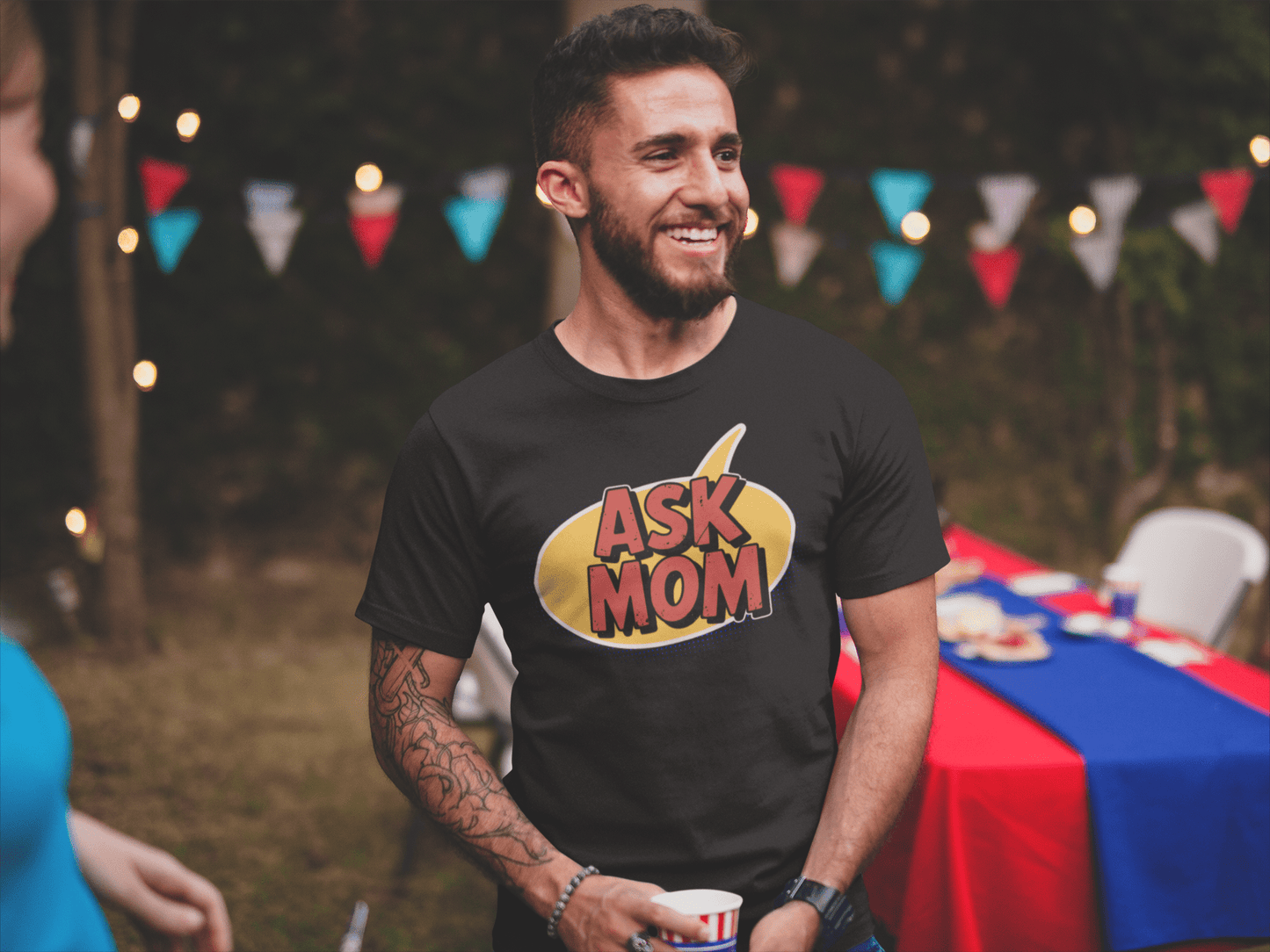 ASK MOM Retro Comic Book Speech Bubble T-Shirt - Inken Image