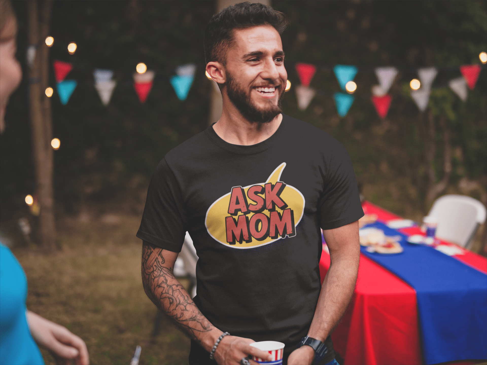 ASK MOM Retro Comic Book Speech Bubble T-Shirt - Inken Image