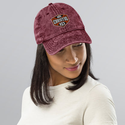 Ave Christus Rex "Hail Christ the King" Flat Embroidered Shield Vintage Cotton Twill Cap - Inken Image