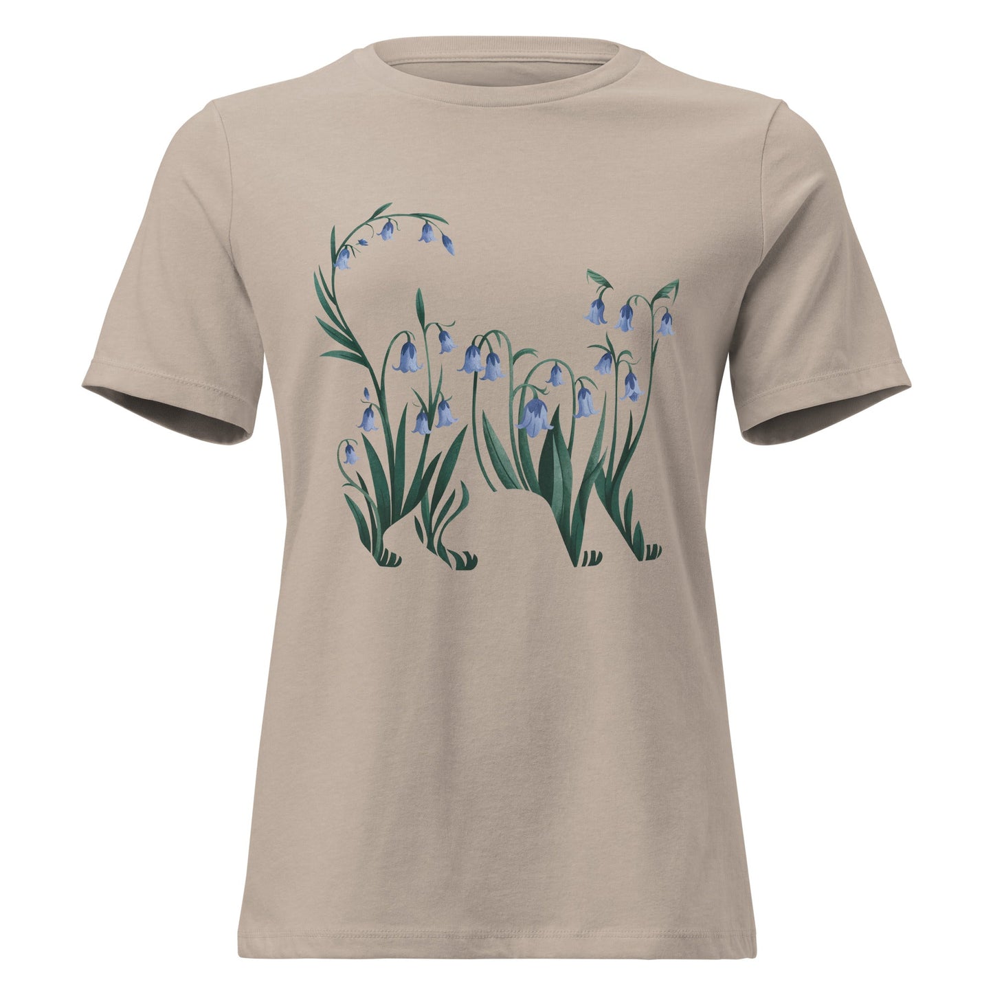 Bluebell Cat Silhouette Botanical T-Shirt - Inken Image