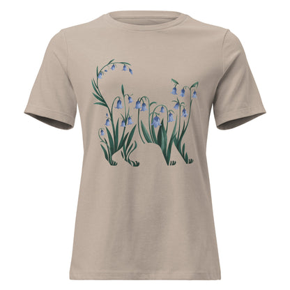 Bluebell Cat Silhouette Botanical T-Shirt - Inken Image