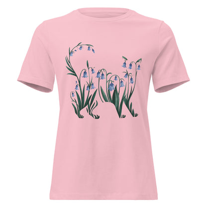 Bluebell Cat Silhouette Botanical T-Shirt - Inken Image